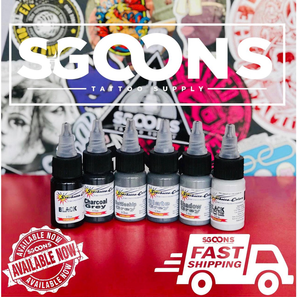 Tattoo Original Papillon Starbrite Shades of Grey Set 1oz & 1/2oz Inks | SGOONS TATTOO SUPPLY Tattoo Original Papillon Starbrite Shades of Grey Set 1oz & 1/2oz Inks | SGOONS TATTOO SUPPLY
