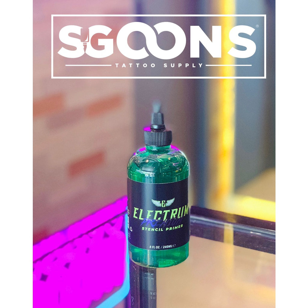 Electrum Premium Tattoo Stencil Primer (Green) 8 oz. | SGOONS TATTOO SUPPLY Electrum Premium Tattoo Stencil Primer (Green) 8 oz. | SGOONS TATTOO SUPPLY