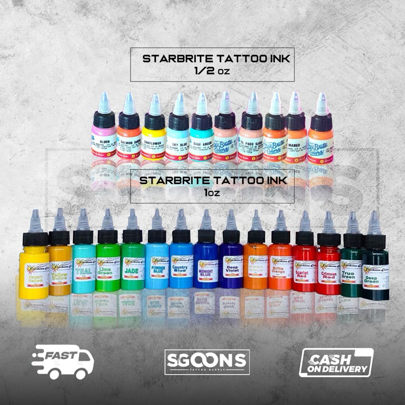 1oz and 1/2oz Tattoo Original Starbrite Colored Inks | SGOONS TATTOO SUPPLY 1oz and 1/2oz Tattoo Original Starbrite Colored Inks | SGOONS TATTOO SUPPLY