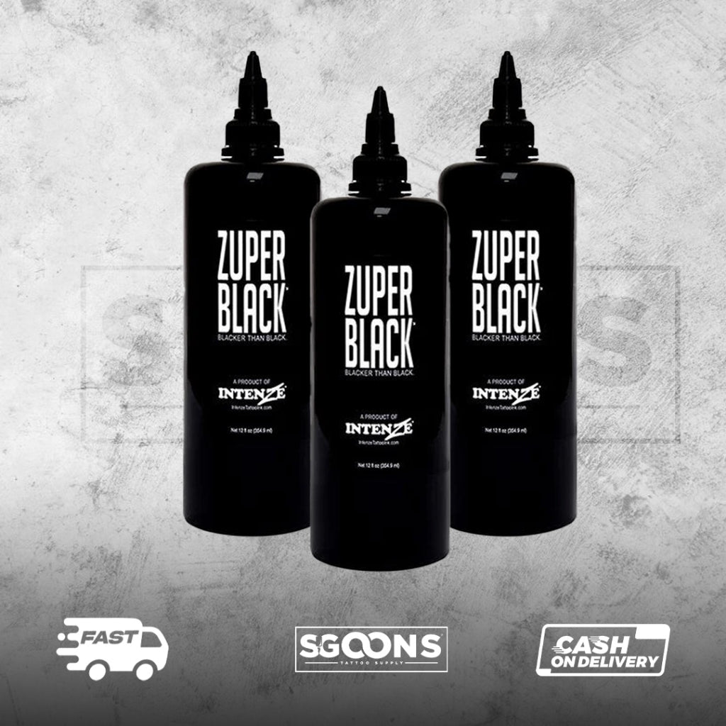 12oz Professional and Original Intenze Zuper Black Tattoo Inks Made in USA | SGOONS TATTOO SUPPLY 12oz Professional and Original Intenze Zuper Black Tattoo Inks Made in USA | SGOONS TATTOO SUPPLY