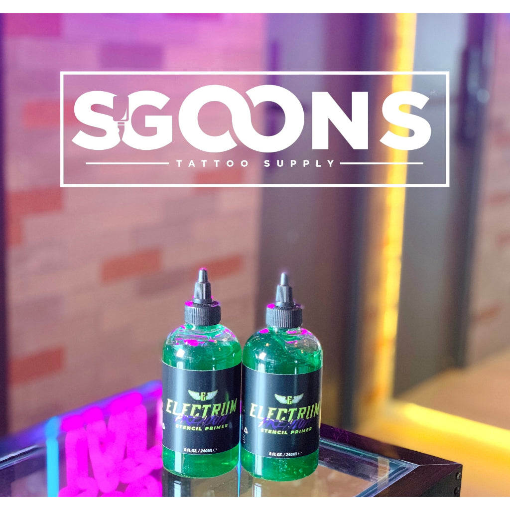 Electrum Premium Tattoo Stencil Primer (Green) 8 oz. | SGOONS TATTOO SUPPLY Electrum Premium Tattoo Stencil Primer (Green) 8 oz. | SGOONS TATTOO SUPPLY