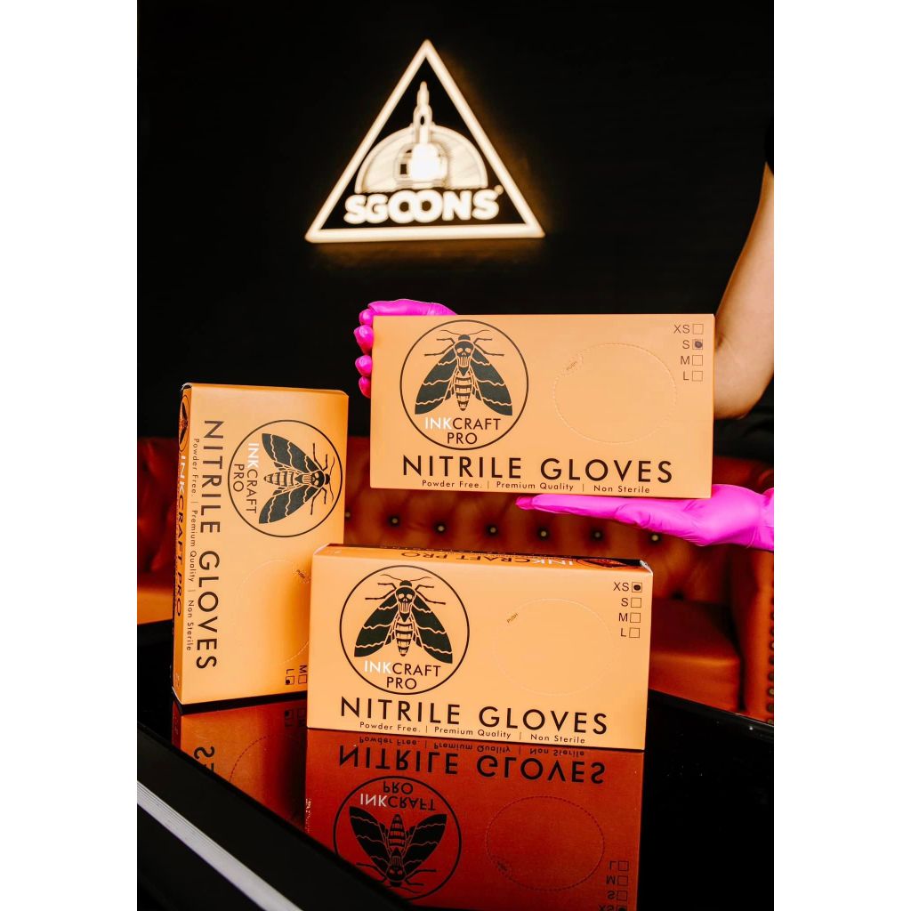 1 Box InkCraft Pro Tattoo Salon Nitrile Disposable Gloves (Better Than Glomed)| SGOONS TATTOO SUPPLY 1 Box InkCraft Pro Tattoo Salon Nitrile Disposable Gloves (Better Than Glomed)| SGOONS TATTOO SUPPLY