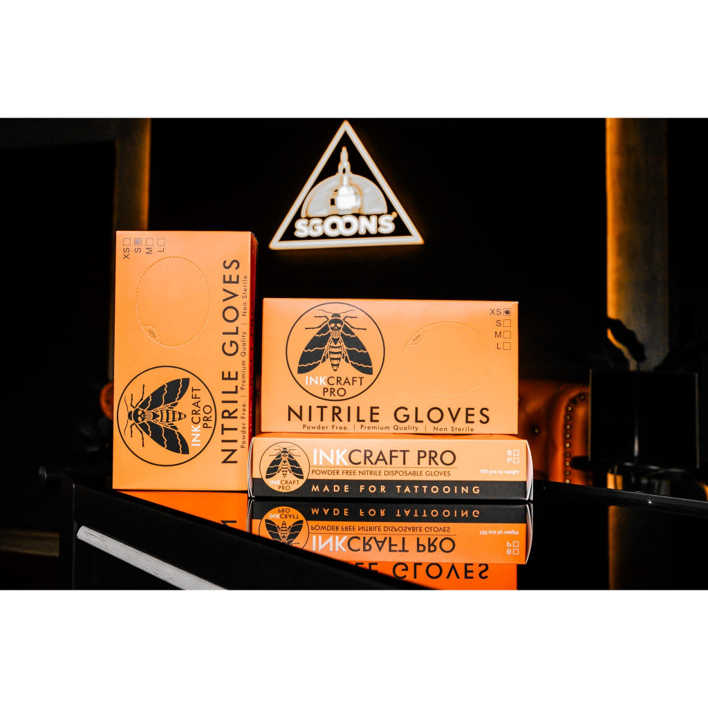 1 Box InkCraft Pro Tattoo Salon Nitrile Disposable Gloves (Better Than Glomed)| SGOONS TATTOO SUPPLY 1 Box InkCraft Pro Tattoo Salon Nitrile Disposable Gloves (Better Than Glomed)| SGOONS TATTOO SUPPLY