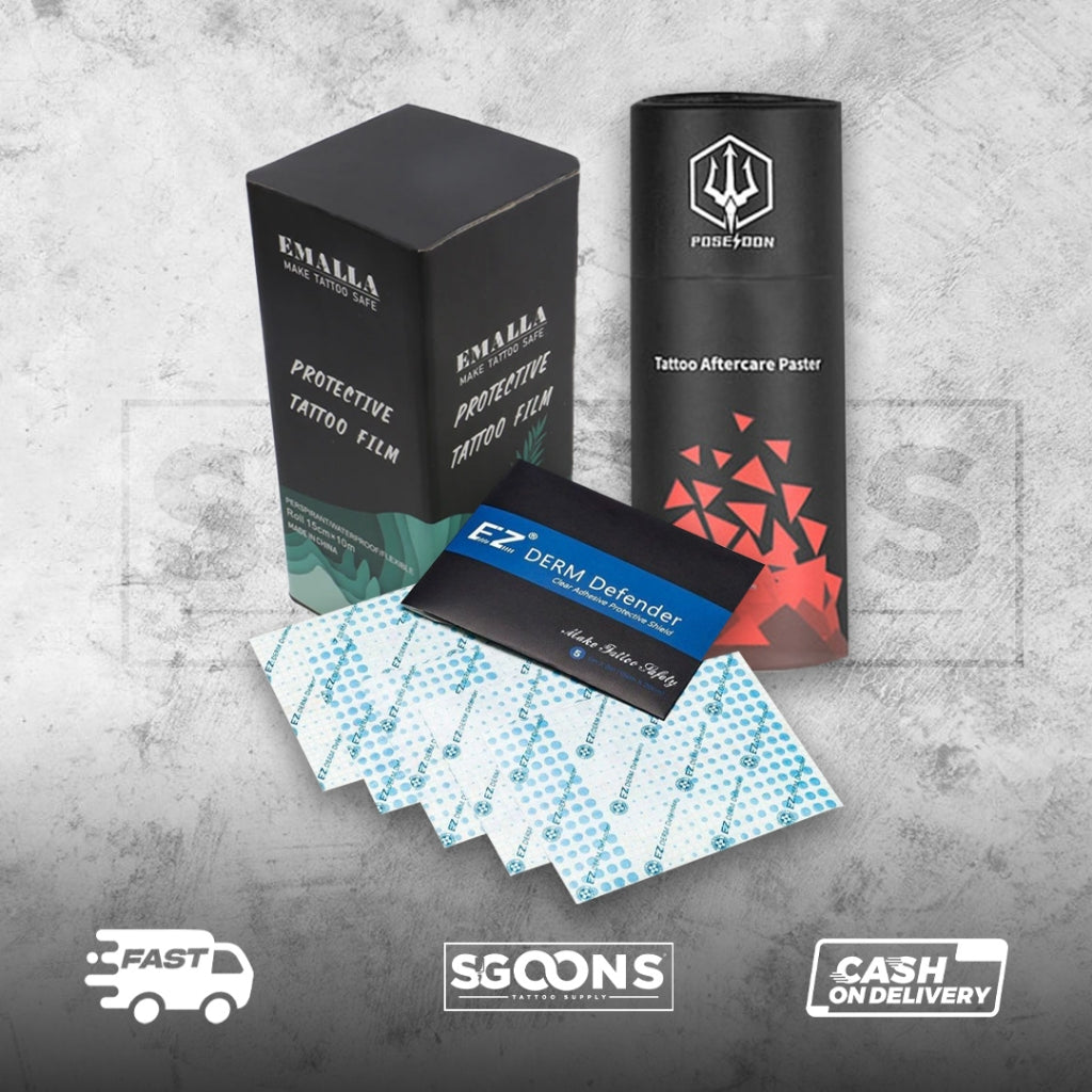 EZ PREMIUM DERM DEFENDER TATTOO & POSEIDON PLASTER & EMALLA PROTECTIVE FILM | SGOONS TATTOO SUPPLY EZ PREMIUM DERM DEFENDER TATTOO & POSEIDON PLASTER & EMALLA PROTECTIVE FILM | SGOONS TATTOO SUPPLY