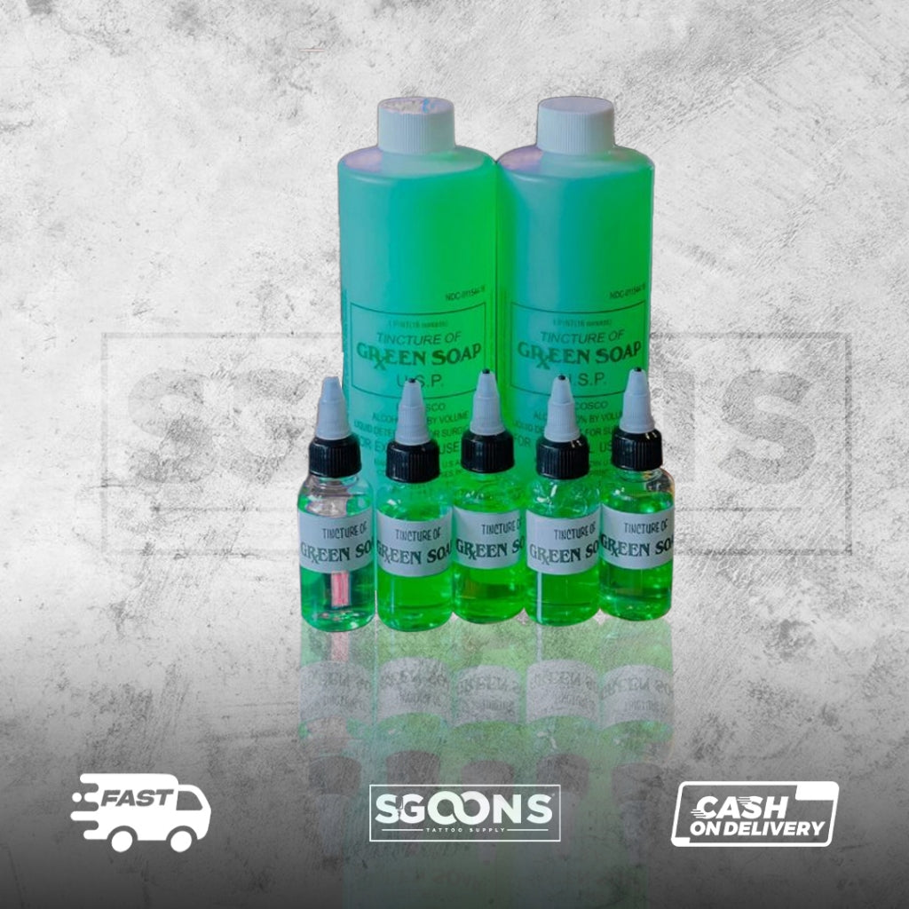 Original Tincture Tattoo Green Soap 1oz (30mL) & 16oz Refill | SGOONS TATTOO SUPPLY Original Tincture Tattoo Green Soap 1oz (30mL) & 16oz Refill | SGOONS TATTOO SUPPLY