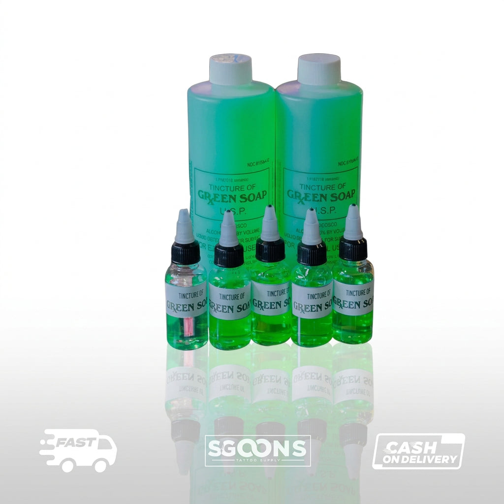 Original Tincture Tattoo Green Soap 1oz (30mL) & 16oz Refill | SGOONS TATTOO SUPPLY Original Tincture Tattoo Green Soap 1oz (30mL) & 16oz Refill | SGOONS TATTOO SUPPLY