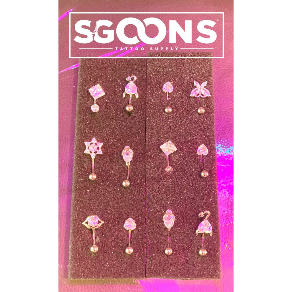 Belly Button Ring Bar Surgical Steel Crystal Navel Body Jewelry | SGOONS Belly Button Ring Bar Surgical Steel Crystal Navel Body Jewelry | SGOONS