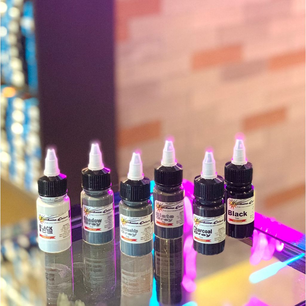 Tattoo Original Papillon Starbrite Shades of Grey Set 1oz & 1/2oz Inks | SGOONS TATTOO SUPPLY Tattoo Original Papillon Starbrite Shades of Grey Set 1oz & 1/2oz Inks | SGOONS TATTOO SUPPLY