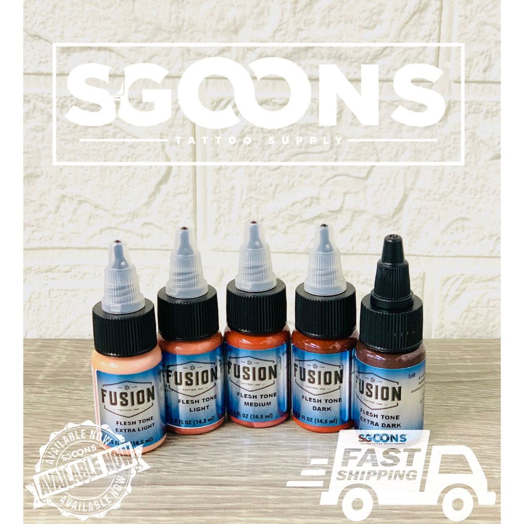 Fusion Tattoo Portrait Set Opaque Gray Gray Wash Flesh Tone Ink Made in USA | SGOONS TATTOO SUPPLY Fusion Tattoo Portrait Set Opaque Gray Gray Wash Flesh Tone Ink Made in USA | SGOONS TATTOO SUPPLY