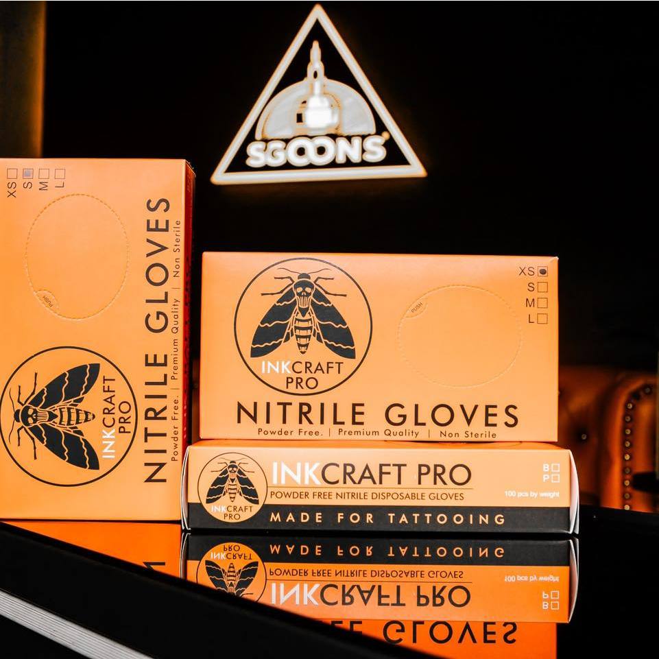 1 pair Black / Pink InkCraft Pro Tattoo Gloves | SGOONS TATTOO SUPPLY 1 pair Black / Pink InkCraft Pro Tattoo Gloves | SGOONS TATTOO SUPPLY