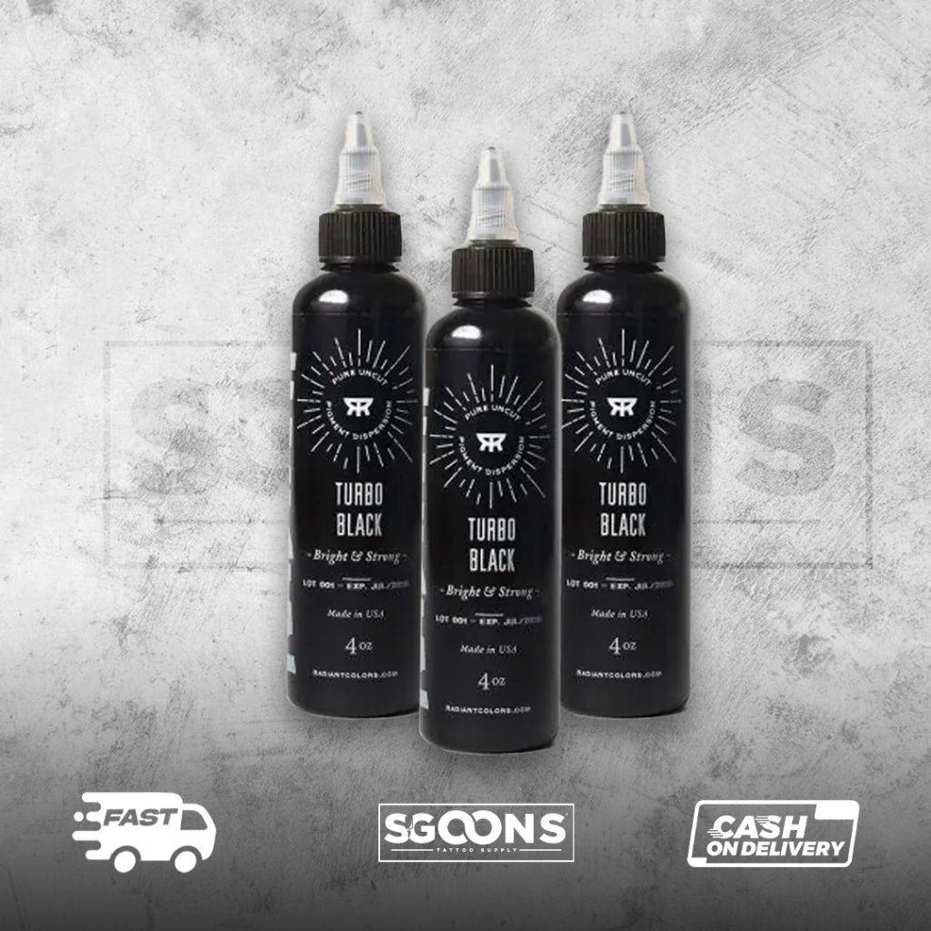 4oz Professional and Original Radiant Turbo Black Tattoo Ink Made in USA | SGOONS TATTOO SUPPLY 4oz Professional and Original Radiant Turbo Black Tattoo Ink Made in USA | SGOONS TATTOO SUPPLY