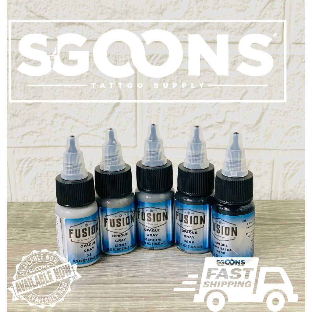 Fusion Tattoo Portrait Set Opaque Gray Gray Wash Flesh Tone Ink Made in USA | SGOONS TATTOO SUPPLY Fusion Tattoo Portrait Set Opaque Gray Gray Wash Flesh Tone Ink Made in USA | SGOONS TATTOO SUPPLY