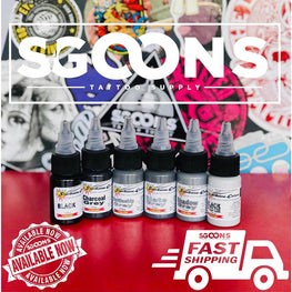 Tattoo Original Papillon Starbrite Shades of Grey Set 1oz & 1/2oz Inks | SGOONS TATTOO SUPPLY