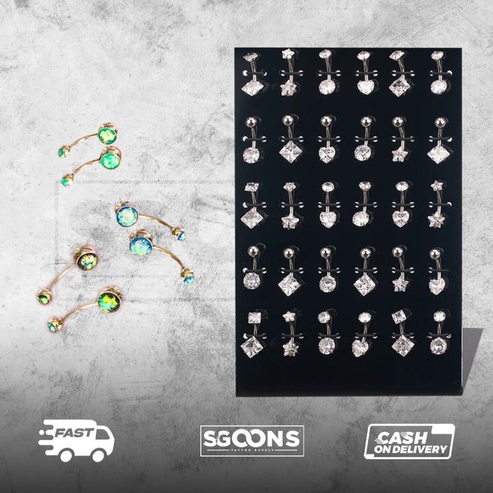 Belly Button Ring Bar Surgical Steel Crystal Navel Body Jewelry | SGOONS